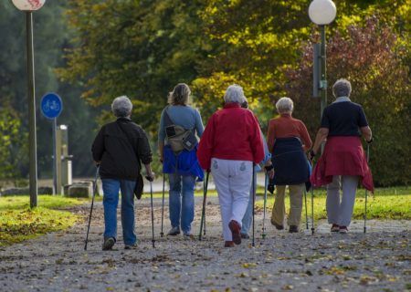 A group of seniors going for a walk