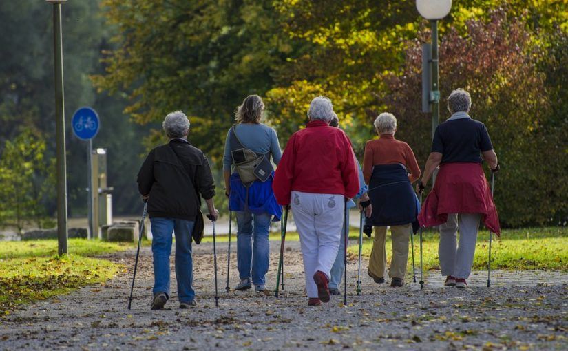 A group of seniors going for a walk